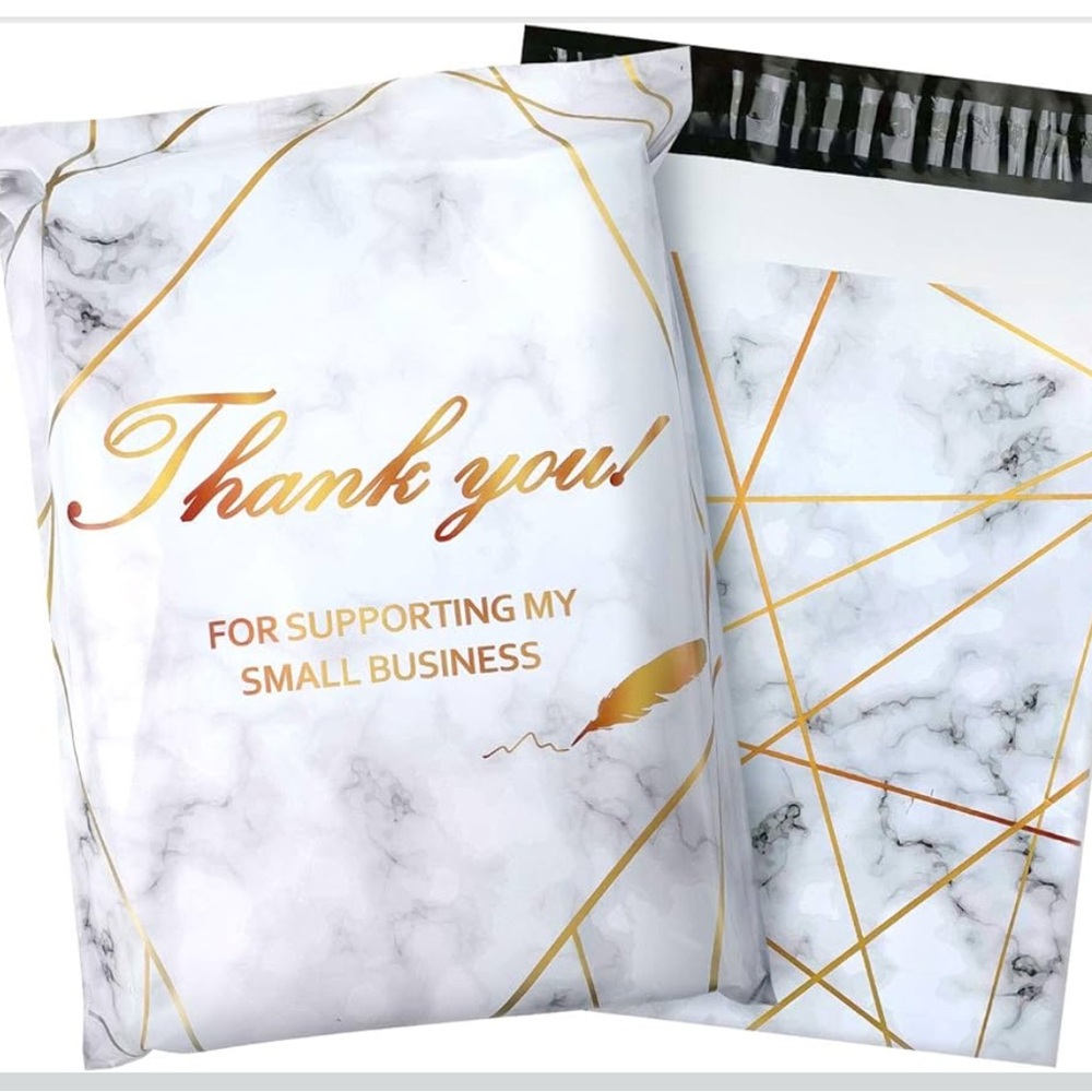MARBLE SHIPPING SET!! 100 THANK YOU  PRINT  Poly 10x13 Sealable Shipping … NEW